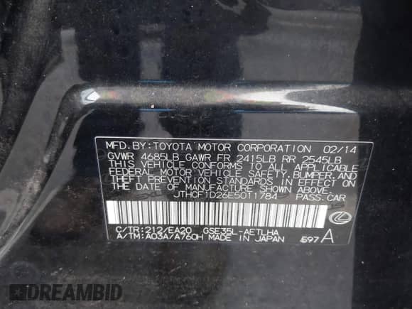 2014 Lexus IS 250 z VIN JTHCF1D26E5011784, wystawiony jako IAAI lot #42760783 z przebiegiem 138 199 mil mil oraz . Historia ofert i sprzedaży dostępna na DreamBid. Obrazek 9.