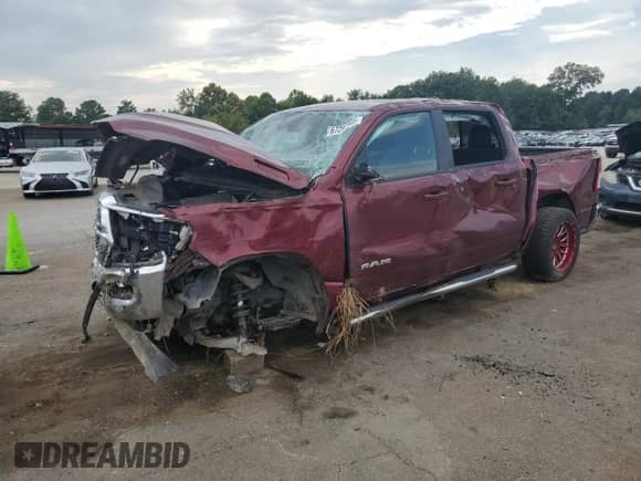 2022 Ram 1500 Big Horn with VIN 1C6SRFFT7NN280715, listed as a Copart auction lot 67297945 with 108,767 mi miles and Salvage title. Bid and sale history available at DreamBid. Image 1.
