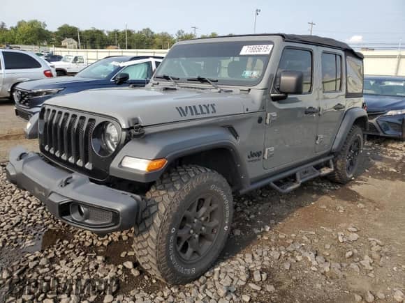 2021 Jeep Wrangler Unlimited Willys с VIN 1C4HJXDG0MW816810, выставлен на аукционе Copart как лот 71885615 с пробегом 66 110 миль миль и Списание • Salvage title. История ставок и продаж доступна на DreamBid. Изображение 1.