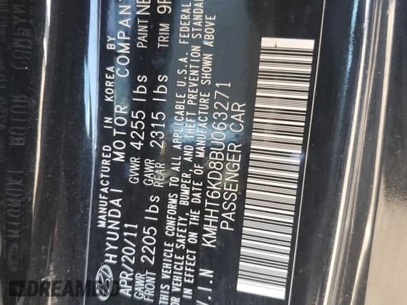 2011 Hyundai Genesis Coupe R-Spec с VIN KMHHT6KD8BU063271, выставлен на аукционе Copart как лот 68354734 с пробегом Не указан миль и Списание • Salvage title. История ставок и продаж доступна на DreamBid. Изображение 12.
