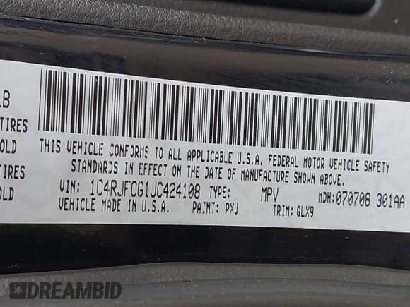 2018 Jeep Grand Cherokee Overland with VIN 1C4RJFCG1JC424108, listed as a IAAI auction lot 42372298 with 42,438 mi miles and . Bid and sale history available at DreamBid. Image 9.