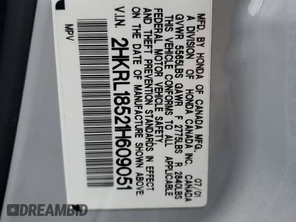 2001 Honda Odyssey LX с VIN 2HKRL18521H609051, выставлен на аукционе Copart как лот 81944205 с пробегом 191 054 миль миль и Списание • Salvage title. История ставок и продаж доступна на DreamBid. Изображение 13.