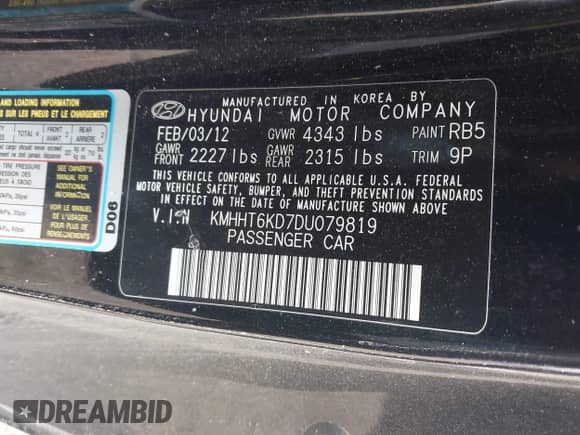 2013 Hyundai Genesis Coupe Premium с VIN KMHHT6KD7DU079819, выставлен на аукционе IAAI как лот 40863494 с пробегом 111 012 миль миль и . История ставок и продаж доступна на DreamBid. Изображение 9.