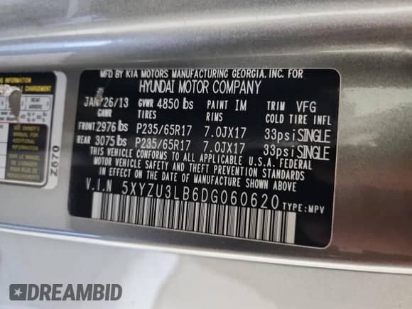 2013 Hyundai Santa Fe Sport с VIN 5XYZU3LB6DG060620, выставлен на аукционе Copart как лот 71486195 с пробегом 107 124 миль миль и Чистый • Clean title. История ставок и продаж доступна на DreamBid. Изображение 13.