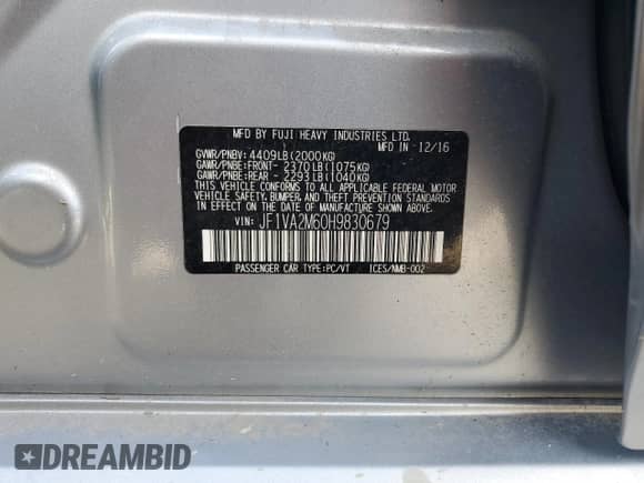 2017 Subaru WRX STI with VIN JF1VA2M60H9830679, listed as a Copart auction lot 82454455 with 81,220 mi miles and Clean title. Bid and sale history available at DreamBid. Image 12.