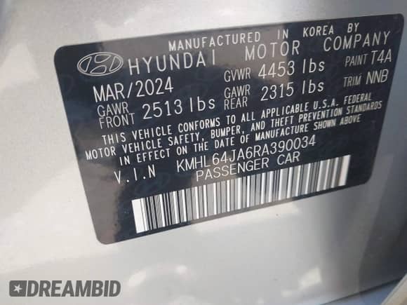 2024 Hyundai Sonata SEL с VIN KMHL64JA6RA390034, выставлен на аукционе IAAI как лот 43095325 с пробегом 13 737 миль миль и . История ставок и продаж доступна на DreamBid. Изображение 9.