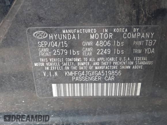 2016 Hyundai Azera с VIN KMHFG4JGXGA519856, выставлен на аукционе IAAI как лот 43476963 с пробегом 117 213 миль миль и . История ставок и продаж доступна на DreamBid. Изображение 9.