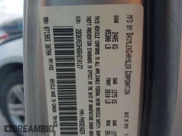 2006 Dodge Charger R/T with VIN 2B3KA53H66H210127, listed as a Copart auction lot 81818695 with Not provided miles and Salvage title. Bid and sale history available at DreamBid. Image 12.