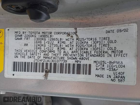 2003 Toyota Highlander с VIN JTEHF21A130107739, выставлен на аукционе IAAI как лот 42905125 с пробегом 199 099 миль миль и . История ставок и продаж доступна на DreamBid. Изображение 9.