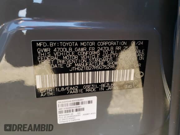 2024 Lexus IS 350 F Sport z VIN JTHGZ1B27R5075298, wystawiony jako Copart lot #69978365 z przebiegiem 10 997 mil mil oraz Szkoda całkowita • Salvage title. Historia ofert i sprzedaży dostępna na DreamBid. Obrazek 12.