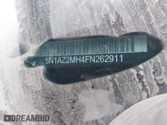 2015 Nissan Murano Platinum с VIN 5N1AZ2MH4FN262911, выставлен на аукционе IAAI как лот 39045612 с пробегом 171 884 миль миль и . История ставок и продаж доступна на DreamBid. Изображение 9.