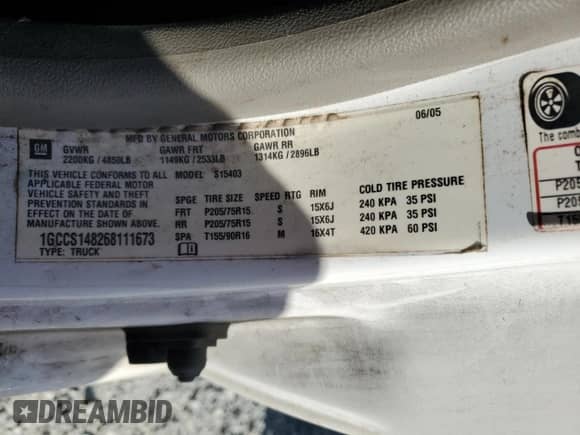 2006 Chevrolet Colorado Work Truck с VIN 1GCCS148268111673, выставлен на аукционе Copart как лот 51037105 с пробегом 191 688 миль миль и Списание • Salvage title. История ставок и продаж доступна на DreamBid. Изображение 12.