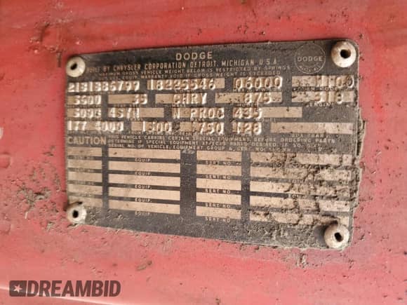 1969 Dodge RAM with VIN 2181886799, listed as a Copart auction lot 48601975 with 31,743 mi miles and Clean title. Bid and sale history available at DreamBid. Image 12.