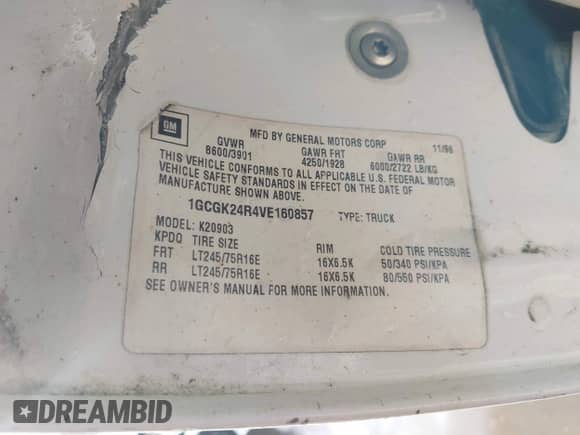 1997 Chevrolet Silverado 2500 с VIN 1GCGK24R4VE160857, выставлен на аукционе IAAI как лот 41798803 с пробегом 272 908 миль миль и . История ставок и продаж доступна на DreamBid. Изображение 9.