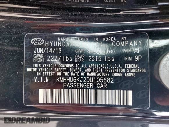 2013 Hyundai Genesis Coupe Grand Touring с VIN KMHHU6KJ2DU105682, выставлен на аукционе Copart как лот 81937575 с пробегом 103 153 миль миль и Списание • Salvage title. История ставок и продаж доступна на DreamBid. Изображение 12.
