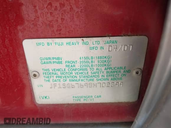 2008 Subaru Forester X L.L. Bean z VIN JF1SG67698H702399, wystawiony jako IAAI lot #42662063 z przebiegiem 137 225 mil mil oraz . Historia ofert i sprzedaży dostępna na DreamBid. Obrazek 9.