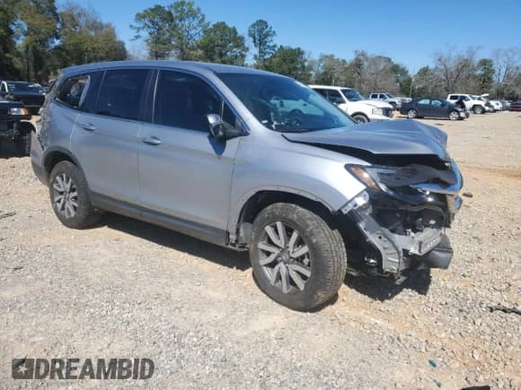 2021 Honda Pilot EX with VIN 5FNYF6H32MB023256, listed as a Copart auction lot 48064665 with 56,179 mi miles and Salvage title. Bid and sale history available at DreamBid. Image 4.