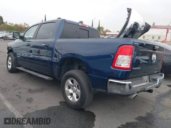 2020 Ram 1500 Lone Star with VIN 1C6RREFT6LN197606, listed as a IAAI auction lot 43335859 with 53,525 mi miles and . Bid and sale history available at DreamBid. Image 3.