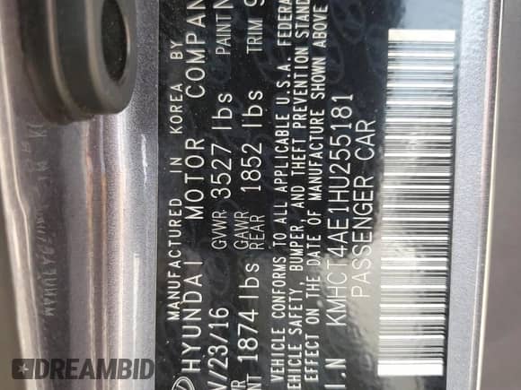 2017 Hyundai Accent SE с VIN KMHCT4AE1HU255181, выставлен на аукционе Copart как лот 86275855 с пробегом 79 548 миль миль и Чистый • Clean title. История ставок и продаж доступна на DreamBid. Изображение 12.