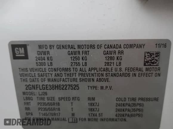 2017 Chevrolet Equinox Premier with VIN 2GNFLGE38H6227525, listed as a Copart auction lot 81729045 with 70,485 mi miles and Salvage title. Bid and sale history available at DreamBid. Image 12.