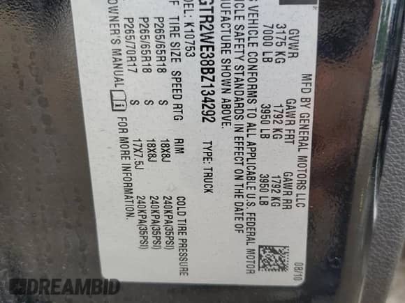 2011 GMC Sierra 1500 SLT with VIN 1GTR2WE38BZ134292, listed as a Copart auction lot 67520665 with 174,181 mi miles and Salvage title. Bid and sale history available at DreamBid. Image 12.