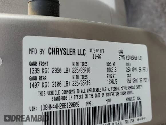 2008 Dodge Grand Caravan SE z VIN 1D8HN44H28B120606, wystawiony jako Copart lot #87397355 z przebiegiem 119 772 mil mil oraz Szkoda całkowita • Salvage title. Historia ofert i sprzedaży dostępna na DreamBid. Obrazek 14.