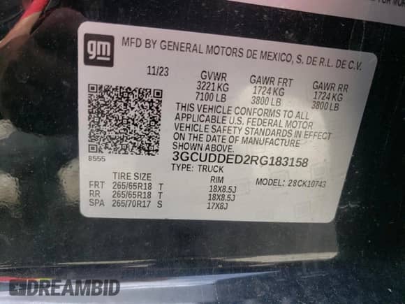 2024 Chevrolet Silverado 1500 LT with VIN 3GCUDDED2RG183158, listed as a Copart auction lot 56910645 with 25,365 mi miles and Salvage title. Bid and sale history available at DreamBid. Image 12.