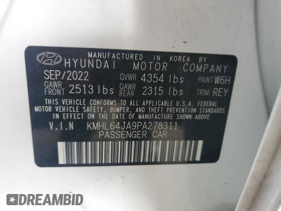 2023 Hyundai Sonata SEL with VIN KMHL64JA9PA278311, listed as a Copart auction lot 90087385 with 80,178 mi miles and Clean title. Bid and sale history available at DreamBid. Image 12.