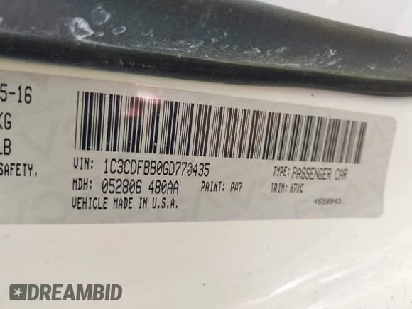 2016 Dodge Dart SXT с VIN 1C3CDFBB0GD770435, выставлен на аукционе IAAI как лот 43091787 с пробегом 114 873 миль миль и . История ставок и продаж доступна на DreamBid. Изображение 9.