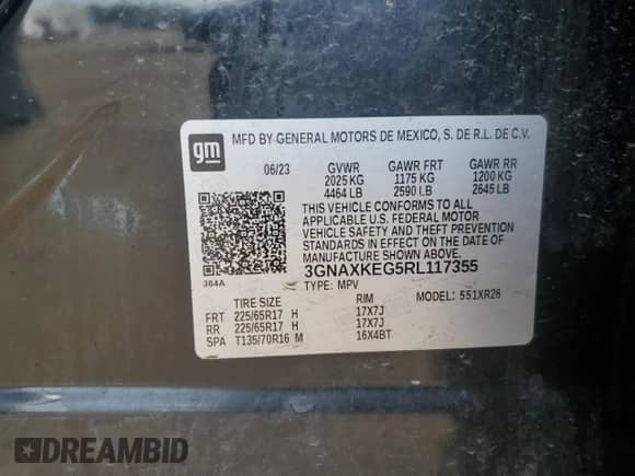 2024 Chevrolet Equinox LT с VIN 3GNAXKEG5RL117355, выставлен на аукционе Copart как лот 80213065 с пробегом 19 869 миль миль и Списание • Salvage title. История ставок и продаж доступна на DreamBid. Изображение 13.