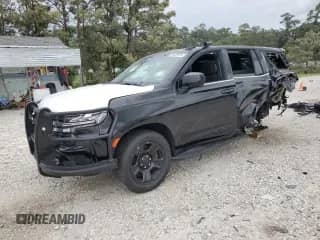 2023 Chevrolet Tahoe Commercial with VIN 1GNSCLED5PR341288, listed as a Copart auction lot 55039915 with 28,984 mi miles and Salvage title. Bid and sale history available at DreamBid. Image 1.