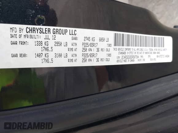 2013 Dodge Grand Caravan Crew with VIN 2C4RDGDG9DR507504, listed as a IAAI auction lot 42191224 with Not provided miles and . Bid and sale history available at DreamBid. Image 9.