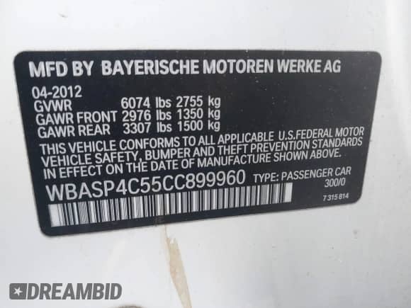 2012 BMW 5 Series 550i Gran Turismo xDrive с VIN WBASP4C55CC899960, выставлен на аукционе IAAI как лот 41239650 с пробегом 178 356 миль миль и . История ставок и продаж доступна на DreamBid. Изображение 9.