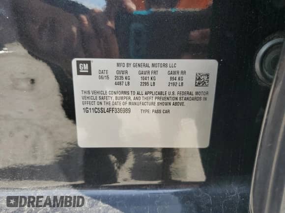 2015 Chevrolet Malibu LT z VIN 1G11C5SL4FF336989, wystawiony jako Copart lot #82006205 z przebiegiem 92 441 mil mil oraz Szkoda całkowita • Salvage title. Historia ofert i sprzedaży dostępna na DreamBid. Obrazek 13.
