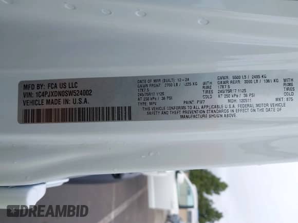 2025 Jeep Wrangler Sport S с VIN 1C4PJXDN0SW524002, выставлен на аукционе IAAI как лот 41625940 с пробегом 1 924 миль миль и . История ставок и продаж доступна на DreamBid. Изображение 9.