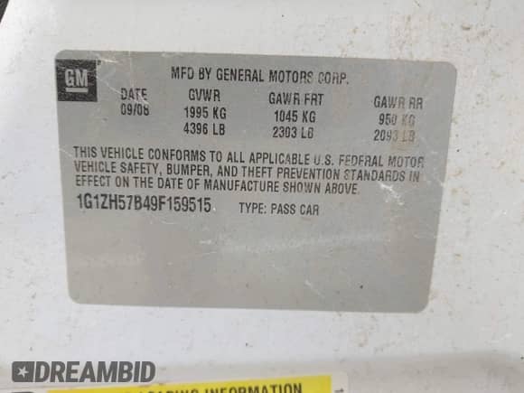 2009 Chevrolet Malibu 1LT с VIN 1G1ZH57B49F159515, выставлен на аукционе IAAI как лот 43012340 с пробегом 148 283 миль миль и . История ставок и продаж доступна на DreamBid. Изображение 9.