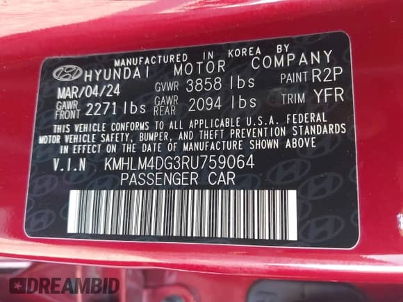 2024 Hyundai Elantra SEL z VIN KMHLM4DG3RU759064, wystawiony jako IAAI lot #43198214 z przebiegiem 12 462 mil mil oraz . Historia ofert i sprzedaży dostępna na DreamBid. Obrazek 9.