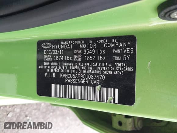 2012 Hyundai Accent SE с VIN KMHCU5AE9CU037470, выставлен на аукционе IAAI как лот 42903281 с пробегом 122 084 миль миль и . История ставок и продаж доступна на DreamBid. Изображение 9.