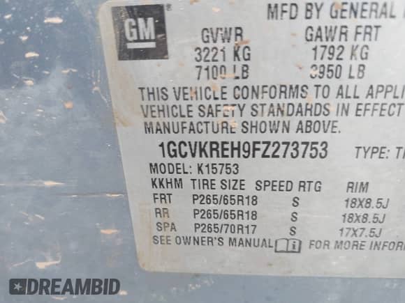 2015 Chevrolet Silverado 1500 LT z VIN 1GCVKREH9FZ273753, wystawiony jako IAAI lot #42343171 z przebiegiem 230 402 mil mil oraz . Historia ofert i sprzedaży dostępna na DreamBid. Obrazek 9.