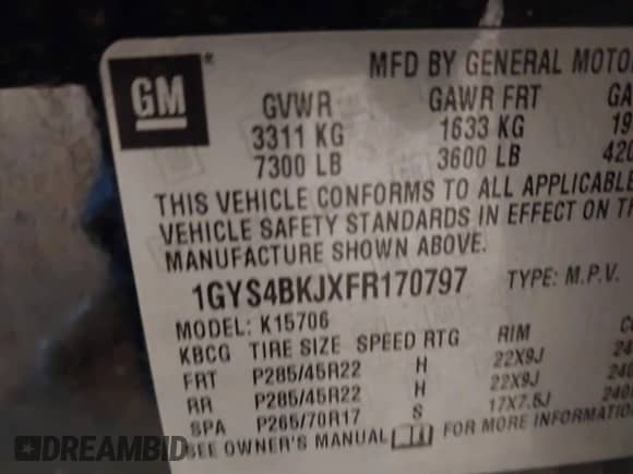 2015 Cadillac Escalade Luxury z VIN 1GYS4BKJXFR170797, wystawiony jako IAAI lot #43212036 z przebiegiem 211 481 mil mil oraz . Historia ofert i sprzedaży dostępna na DreamBid. Obrazek 9.