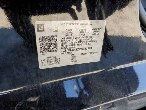 2019 Chevrolet Suburban Premier с VIN 1GNSKJKJXKR323704, выставлен на аукционе Copart как лот 72757214 с пробегом 150 404 миль миль и Списание • Salvage title. История ставок и продаж доступна на DreamBid. Изображение 13.
