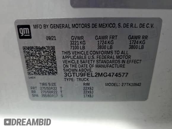 2021 GMC Sierra 1500 Denali с VIN 3GTU9FEL2MG474577, выставлен на аукционе Copart как лот 71777305 с пробегом 66 273 миль миль и Списание • Salvage title. История ставок и продаж доступна на DreamBid. Изображение 12.