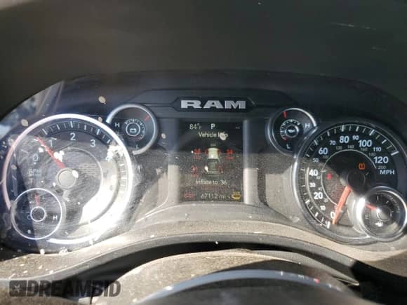 2023 Ram 1500 Big Horn with VIN 1C6SRFBT7PN519463, listed as a Copart auction lot 48437195 with 67,112 mi miles and Salvage title. Bid and sale history available at DreamBid. Image 9.