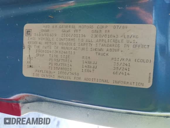 1989 Chevrolet S-10 с VIN 1GCBS14E2K8248513, выставлен на аукционе IAAI как лот 43104410 с пробегом 138 354 миль миль и . История ставок и продаж доступна на DreamBid. Изображение 9.