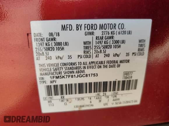 2018 Ford Explorer Limited с VIN 1FM5K7F81JGC81753, выставлен на аукционе Copart как лот 80565285 с пробегом 93 432 миль миль и Списание • Salvage title. История ставок и продаж доступна на DreamBid. Изображение 14.