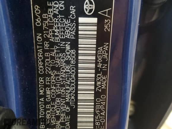 2010 Toyota Prius II с VIN JTDKN3DU0A0018508, выставлен на аукционе Copart как лот 85600635 с пробегом 205 217 миль миль и Чистый • Clean title. История ставок и продаж доступна на DreamBid. Изображение 12.