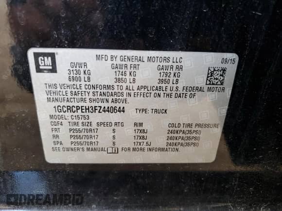 2015 Chevrolet Silverado 1500 Work Truck с VIN 1GCRCPEH3FZ440644, выставлен на аукционе Copart как лот 67300045 с пробегом 118 268 миль миль и Чистый • Clean title. История ставок и продаж доступна на DreamBid. Изображение 12.