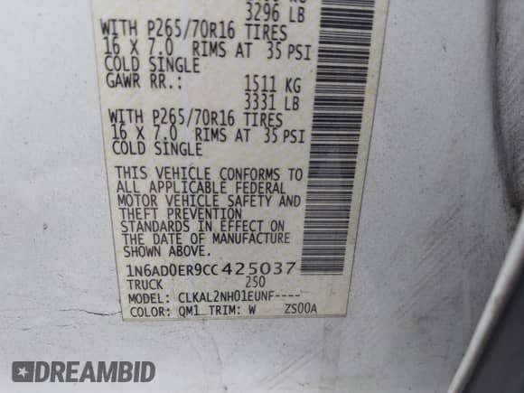 2012 Nissan Frontier SV с VIN 1N6AD0ER9CC425037, выставлен на аукционе IAAI как лот 43204852 с пробегом 157 205 миль миль и . История ставок и продаж доступна на DreamBid. Изображение 9.