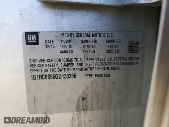 2016 Chevrolet Volt LT z VIN 1G1RC6S56GU133366, wystawiony jako Copart lot #46203203 z przebiegiem 172 794 mil mil oraz . Historia ofert i sprzedaży dostępna na DreamBid. Obrazek 12.