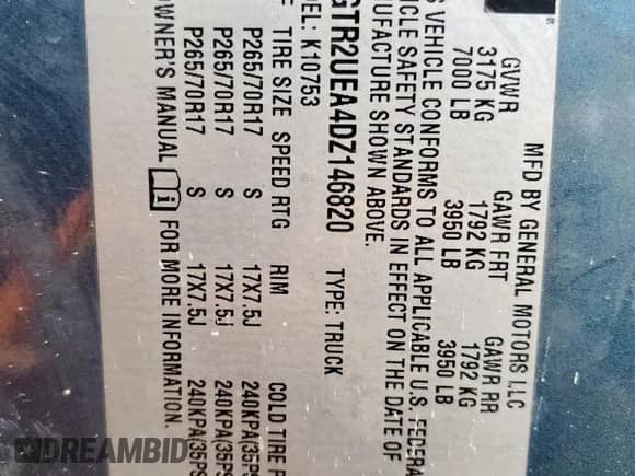 2013 GMC Sierra 1500 SL z VIN 1GTR2UEA4DZ146820, wystawiony jako Copart lot #64552965 z przebiegiem 183 118 mil mil oraz Szkoda całkowita • Salvage title. Historia ofert i sprzedaży dostępna na DreamBid. Obrazek 12.